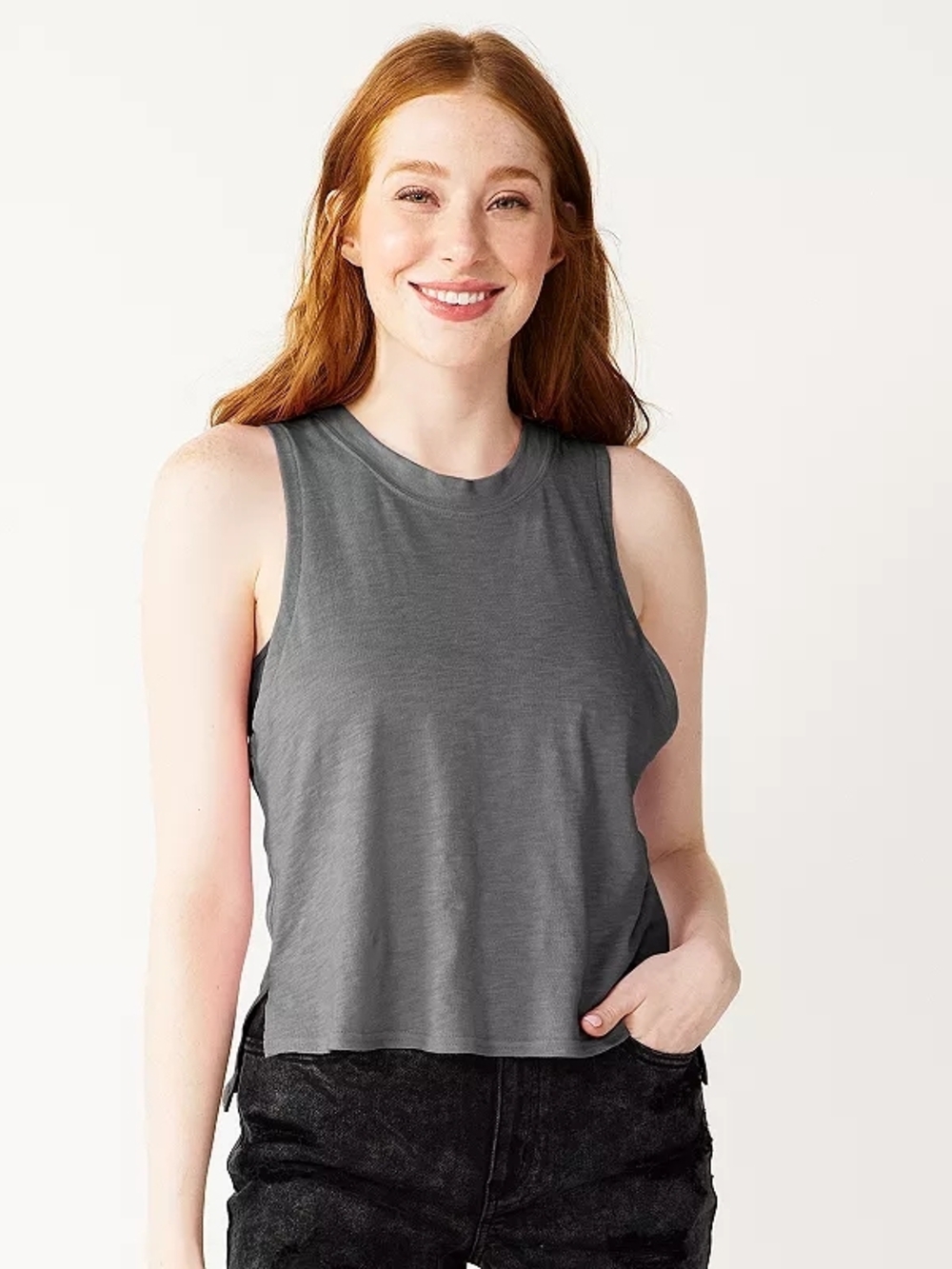 Old Navy Gray Sleeveless Ribbed Neck Tank Top